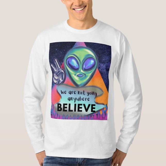 Vi åker inte någonstans, tro mig t shirt (Framsida)