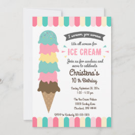 Vi alla Skräm Ice Cream Födelsedagsfest inbjudan