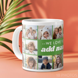 Vi älskar dig ADD NAME - 18 Foto Collage Jumbo Mugg