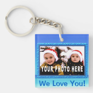 Vi älskar dig bilden Keychains med den nätt rame