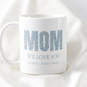 Vi älskar dig blå leopard modern typografi Mamma Kaffemugg