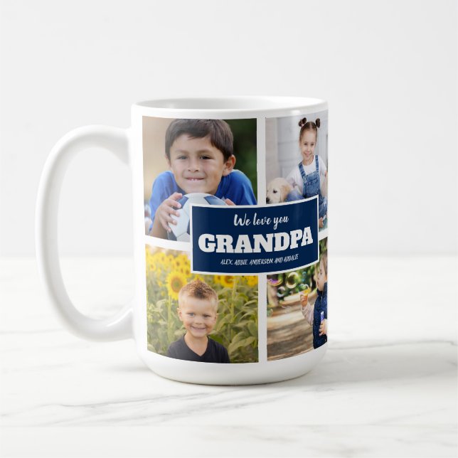 Vi älskar dig farfar 4 Foto Navyblå  Kaffe kopp (Vänster)