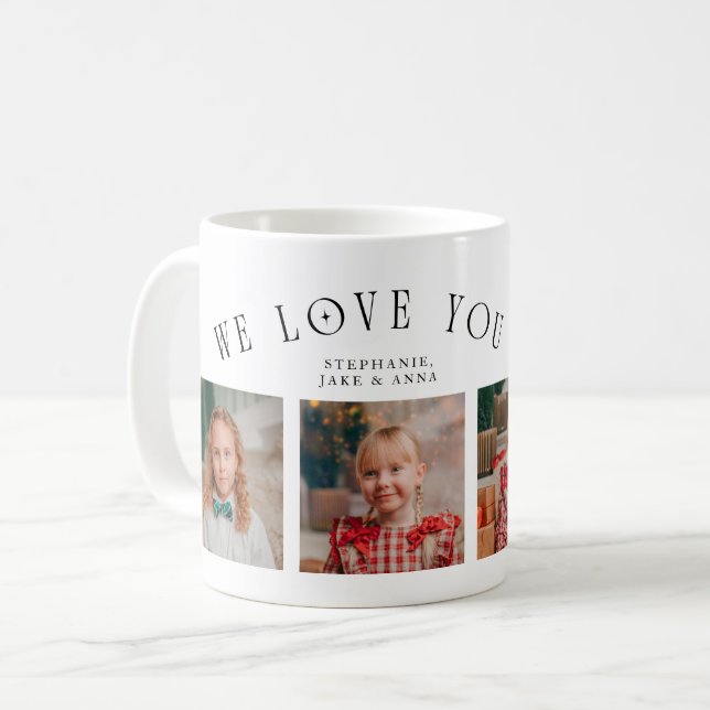 Vi älskar dig farfar 4-foto vit kaffemugg (Framsida vänster)