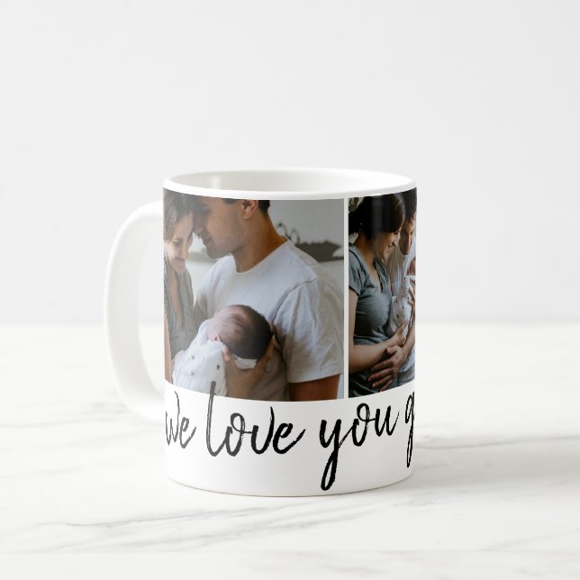 vi älskar dig farfar modern 3 foto Fars dag  Kaffemugg (Framsida vänster)