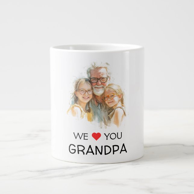 Vi älskar dig farfar Mugg | Personlig foto Jumbo Mugg (Framsidan)