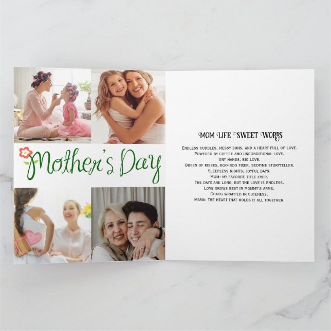 Vi älskar dig Foto Collage Mors Dagskort Kort (Inuti)