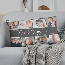 Vi älskar dig gammelmormor fotokollage hjärta lumbarkudde
