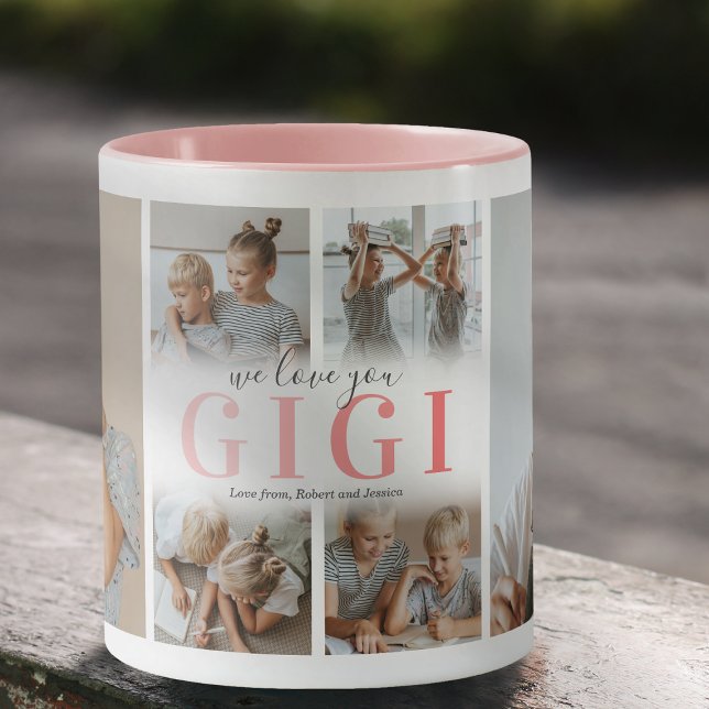 Vi älskar dig Gigi Foto Collage Mugg (Skapare uppladdad)