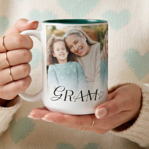 Vi älskar dig Gram Foto Collage Minnessaksgåva Två-Tonad Mugg