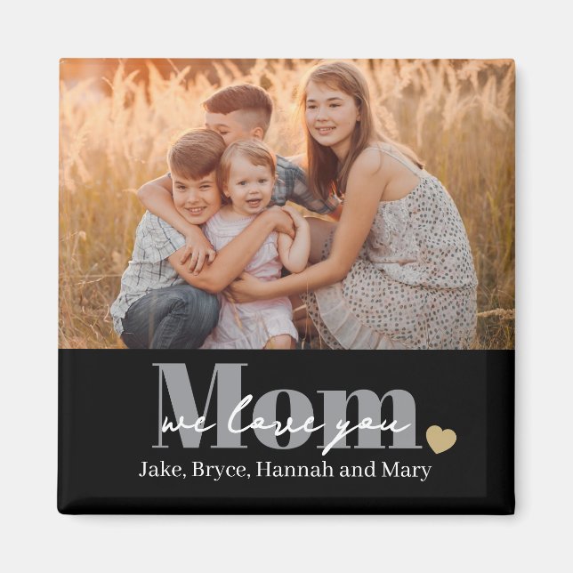 Vi älskar dig mamma foto present magnet (Framsidan)