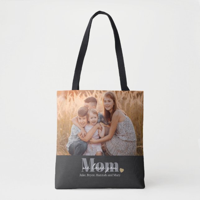 Vi älskar dig mamma foto present t-shirt tygkasse (Framsida)