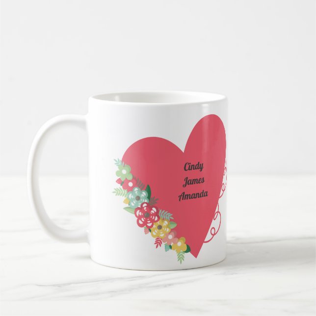 Vi älskar dig mamma hjärta mors dag present från o kaffemugg (Vänster)