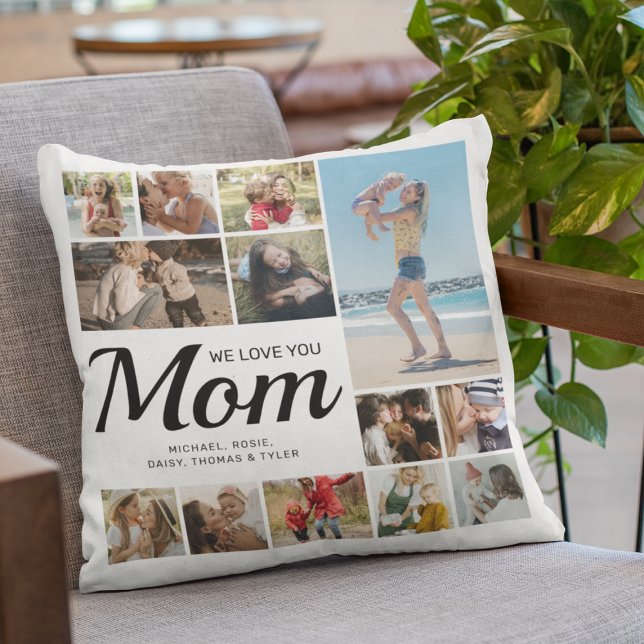 Vi älskar dig mamma multi-foto kudde (Skapare uppladdad)