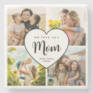 Vi älskar dig Mamma Personlig 4 Foto Collage Stenunderlägg