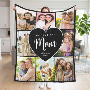 Vi älskar dig mamma Personlig 8 Foto Collage Fleecefilt