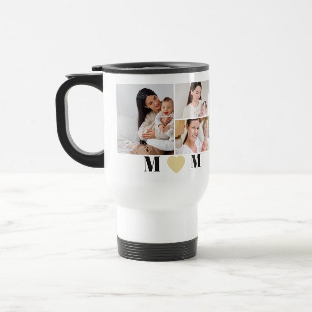 Vi älskar dig mamma Personlig moder foto collage  Resemugg (Vänster)