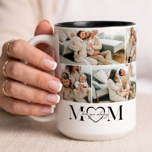 Vi älskar dig mamma Personlig moderfoto collage Två-Tonad Mugg