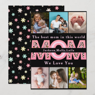 Vi älskar dig mamma rosa minimalistisk 6 fotokolla julkort