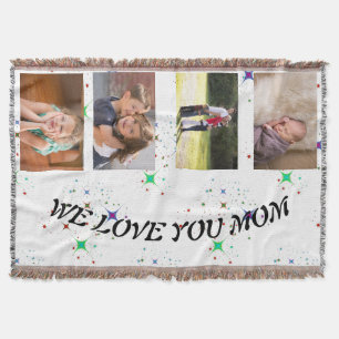 Vi älskar dig mamma stjärnljus foto banner design filt