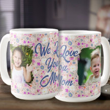 Vi älskar dig Mamma Två Foto Rosa Pryd blomstermön
