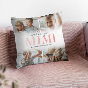 Vi älskar dig Mimi fotokollage Kudde