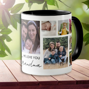 Vi älskar dig mormor 13 fotokollage vitt mugg