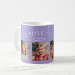 Vi älskar dig mormor 4-foto lila kaffemugg