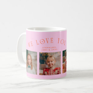 Vi älskar dig mormor 4-foto orange rosa kaffemugg