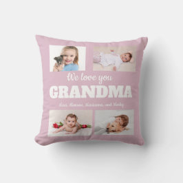 Vi älskar dig Mormor 4 Foto Rosa Kudde