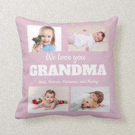 Vi älskar dig Mormor 4 Foto Rosa Kudde