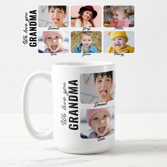 Vi älskar dig Mormor 6 barnbarn Anpassad bild Kaffemugg (Skapare uppladdad)