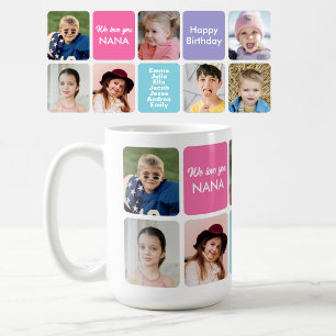 Vi älskar dig Mormor 7 barnbarn Anpassad foto kaff Kaffemugg