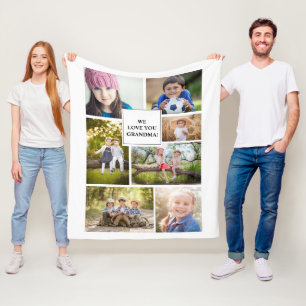 Vi älskar dig Mormor 7 Foto Barn Familj Fleecefilt