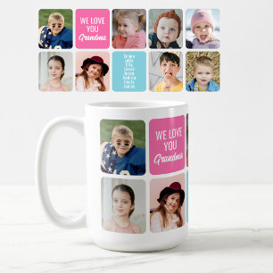 Vi älskar dig mormor 8 barnbarn anpassad foto kaff kaffemugg