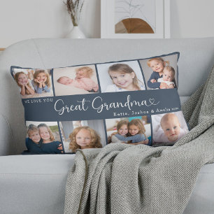 Vi älskar dig mormor Farmor Fotokollage Hjärtat Lumbarkudde