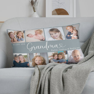 Vi älskar dig mormor Foto Collage Hjärt Script Lumbarkudde