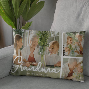 Vi älskar dig Mormor Fotokollage Lumbarkudde