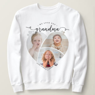 Vi älskar dig mormor hjärtformat fotokollage t shirt