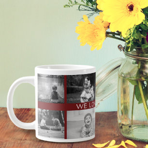 Vi älskar dig mormor Personlig B&W fotokollage Jumbo Mugg