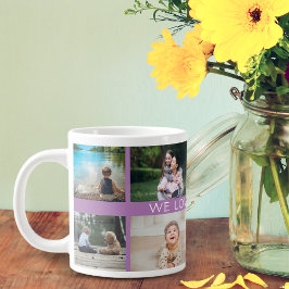 Vi älskar dig mormor Personlig fotokollage Jumbo Mugg
