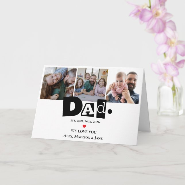 Vi älskar dig Pappa 3 Barn Foto Collage Namn Hjärt Kort (Orkide)