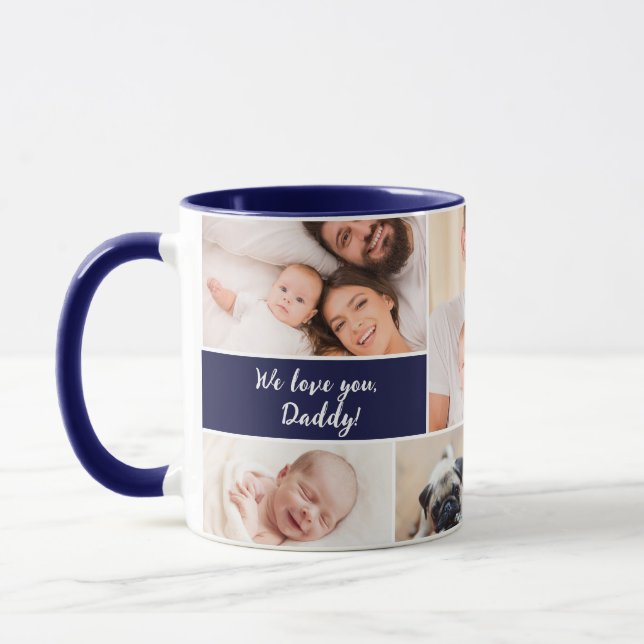 Vi älskar dig Pappa! Första fars dag Foto Blå Mugg (Vänster)