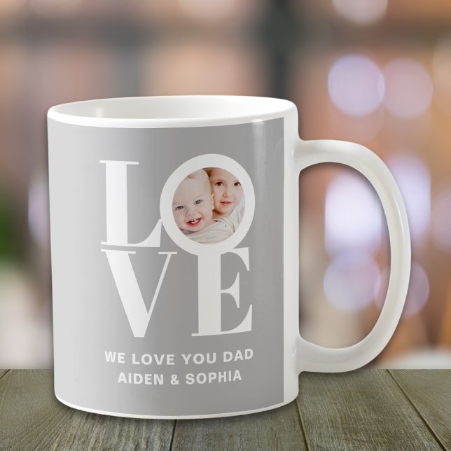 Vi älskar dig pappa foto grå kaffemugg (Skapare uppladdad)