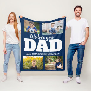 Vi älskar dig pappa Navyblå 4 Foto Barn Familj Fleecefilt