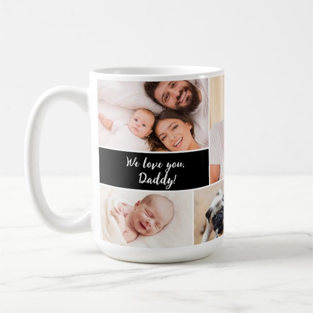 Vi älskar dig Pappa! Pappafoto collage Kaffemugg (Vänster)