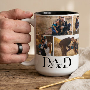 Vi älskar dig pappa Personlig fader foto collage Två-Tonad Mugg