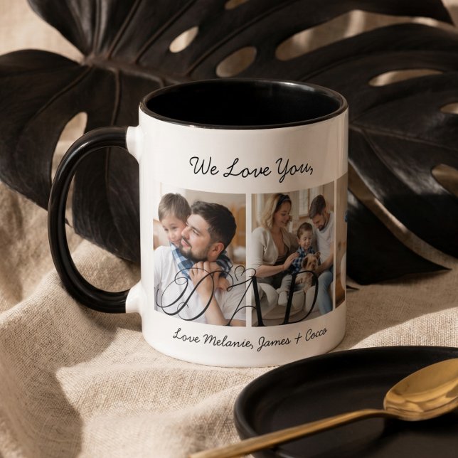 Vi älskar dig pappa Personlig fadersdagsfoto Mugg (We Love You Dad Personalized Father’s Day Photo Mug)