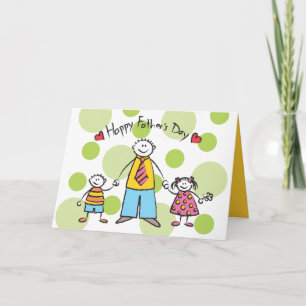 Vi älskar dig pappa Tecknad familj Glad fars dag Kort