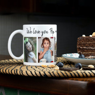 Vi älskar dig Pop Barnbarns namn 5 Foto Kaffemugg