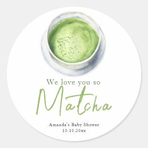 Vi älskar dig så Matcha Baby Shower Runt Klistermärke